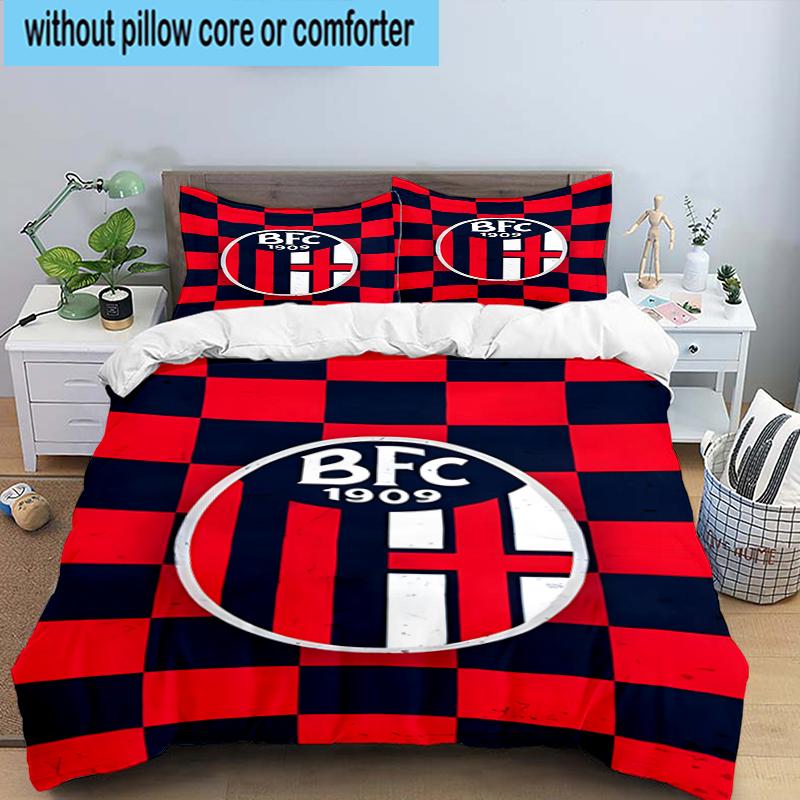 3PCS Football Bologna Bedding Set,Including 1pc Duvet Cover And 2pcs Pillowcases Perfect for Bedroom, Dormitory, Fan Christmas gift