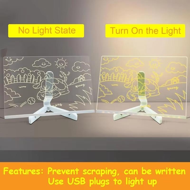 Acrylic Dry Erase Board LED Light Up Note Board with Markers Modern Message Center for Desk or Wall Writing Board Daily Planner