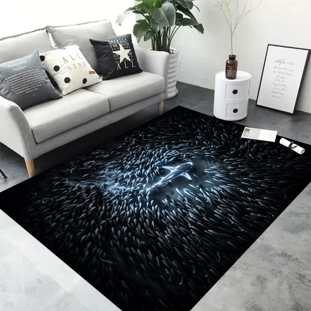 Sharks Leap Out of The Water Carpet Funny Shark Floor Mat Laundry Room Mat Laundry Decor Balcony Child Living Room Bedside Mats