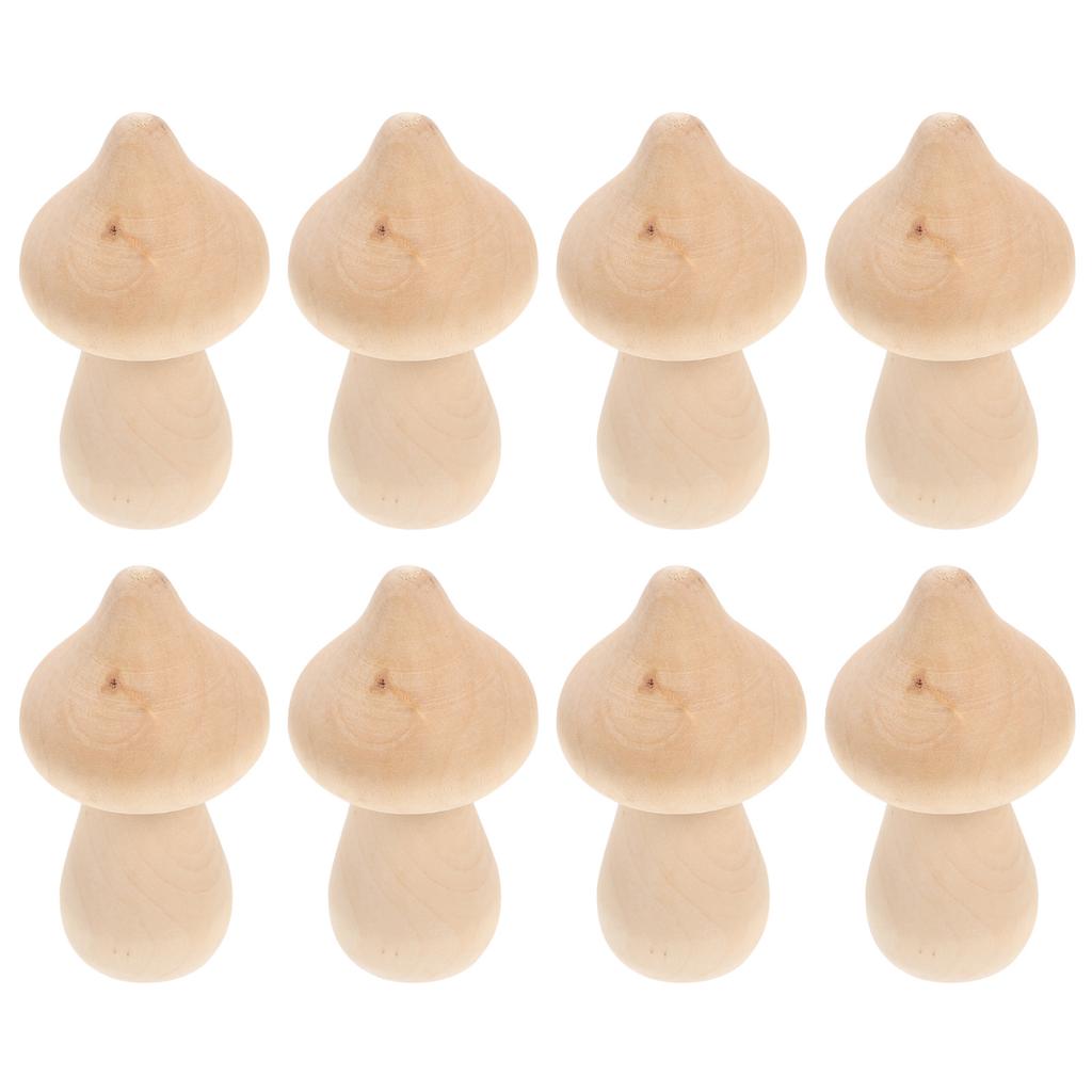 10pcs Wooden Mushroom Models Unfinished Diy Painting For Project Decor Garden Layout Ornaments Handicraft Sewing