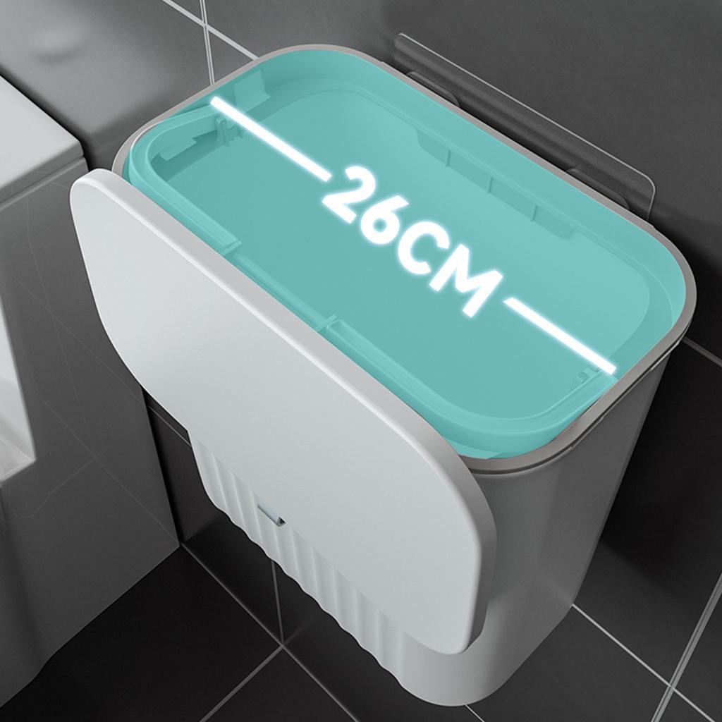 Wall Mounted Garbage Can Multipurpose Plastic Slim Trash Bin with Lid for Bathroom Kitchen Bedroom