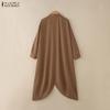 ZANZEA Lässige Damen-Overalls mit Umlegekragen und langen Ärmeln
