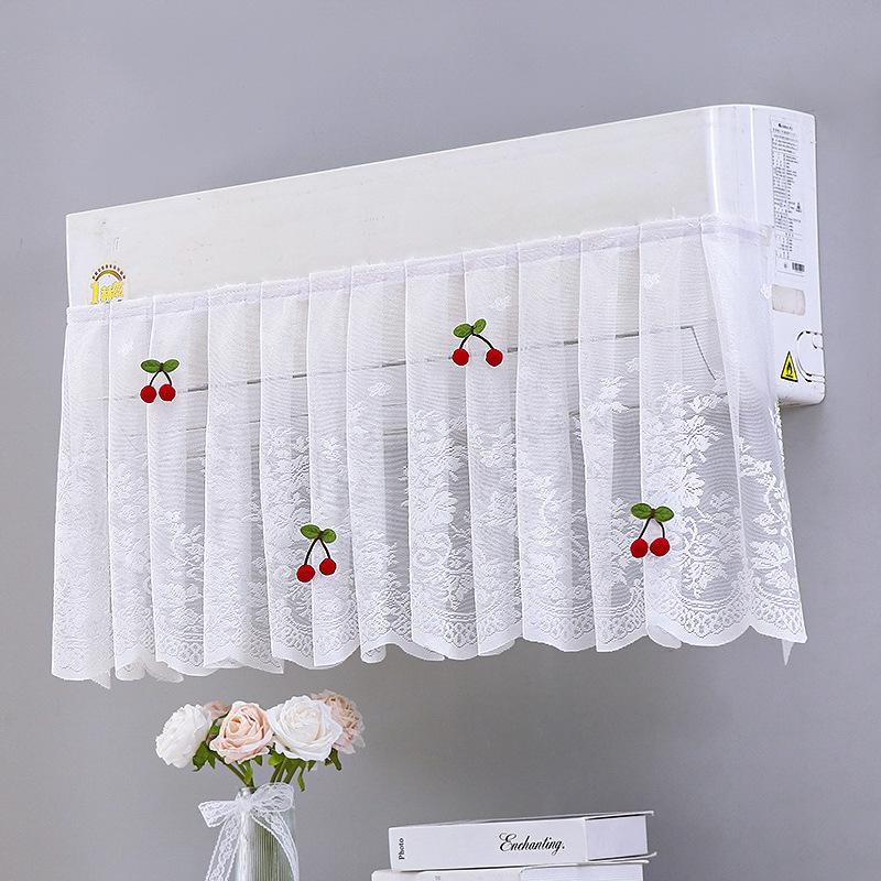 Lace Embroidery Flower Curtain Windproof Dust-Proof Hanging Cover Anti-Direct Blowing Air Conditioning Curtain Bedroom Decor