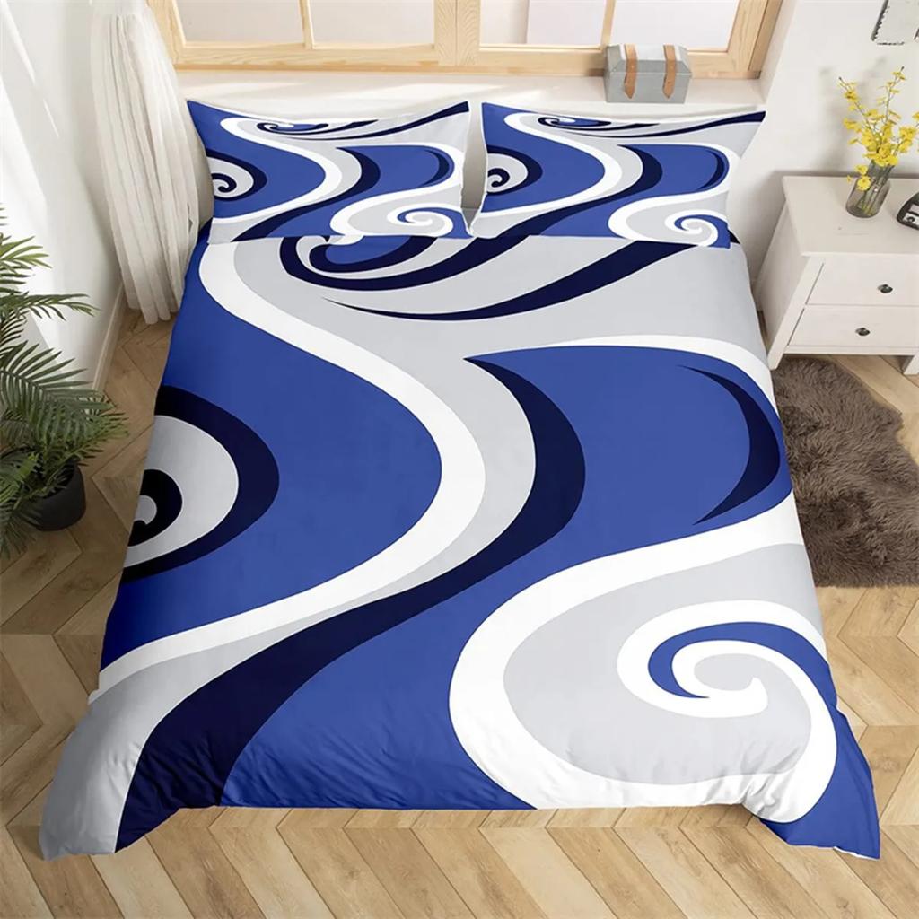 Gray Black Red Swirl Duvet Cover Trippy Stripe Geometric Microfiber Abstract Geometry For Women Quilt Cover Bedroom Decorations