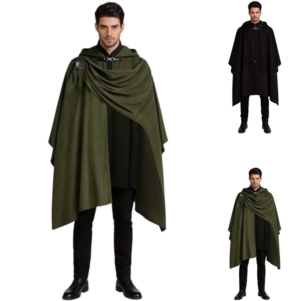 Medieval Vintage Cloak Hooded Cape Gothic Knight Capelet Costume for Halloween Renaissance Fair Cosplay and Themed Events