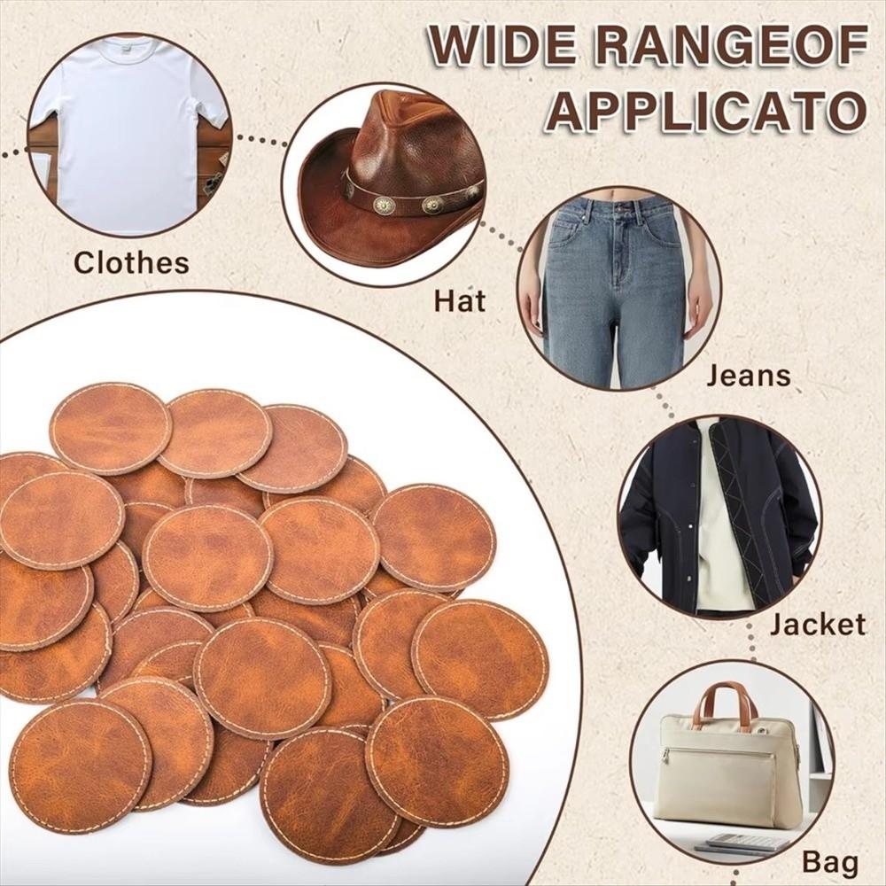 5/10Pcs Brown Leatherette Hat Patches 6.5cm Leather Labels  for Clothing Knitting Shoes Hat