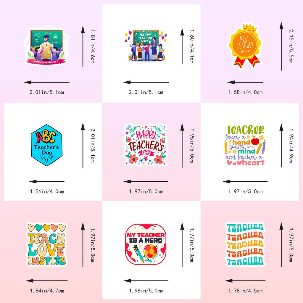 50 PCS Teacher's Day Stickers - English Phrase Decals for Gifts, Notebooks, DIY