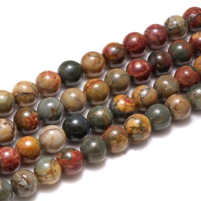 Red Turquoise Picasso Round Natural Stone Beads 15"Strand Smooth Loose Spacer Beads 4/6/8/10/12mm for Jewelry Making DIY Bracelets Accessories