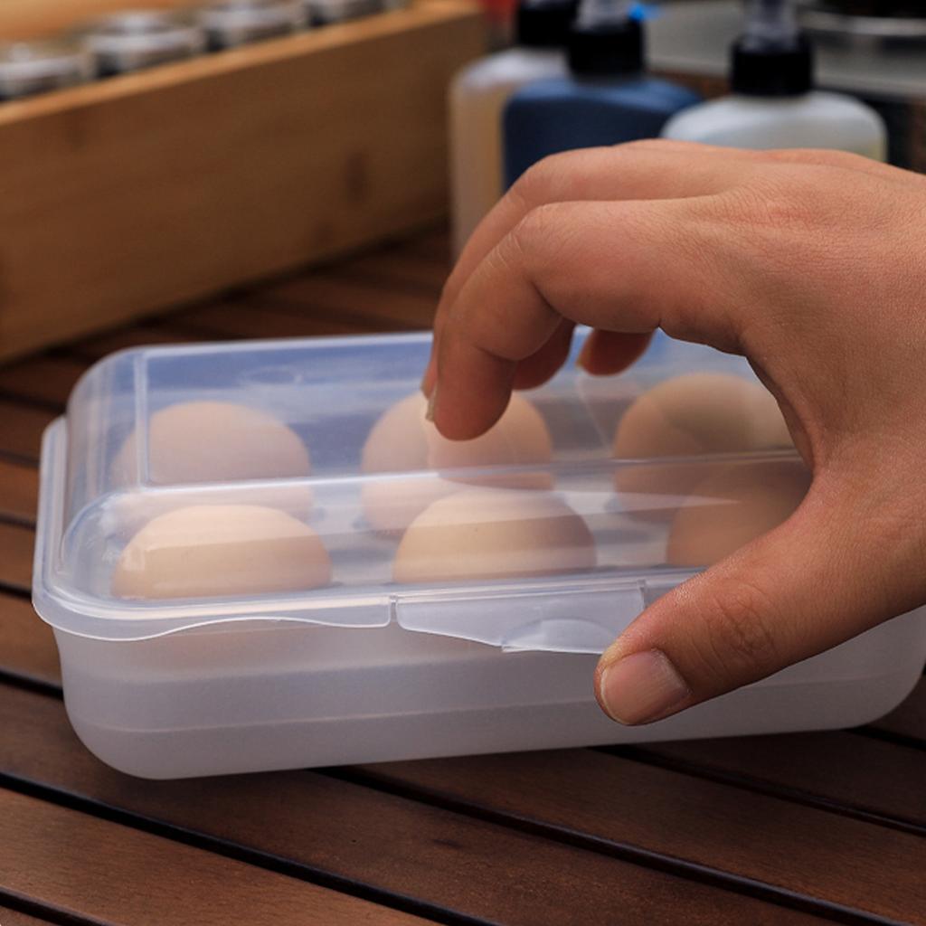 Egg Container Portable Shockproof Transparent Plastic 6 Compartment Egg Carrier Box for Outdoor Camp