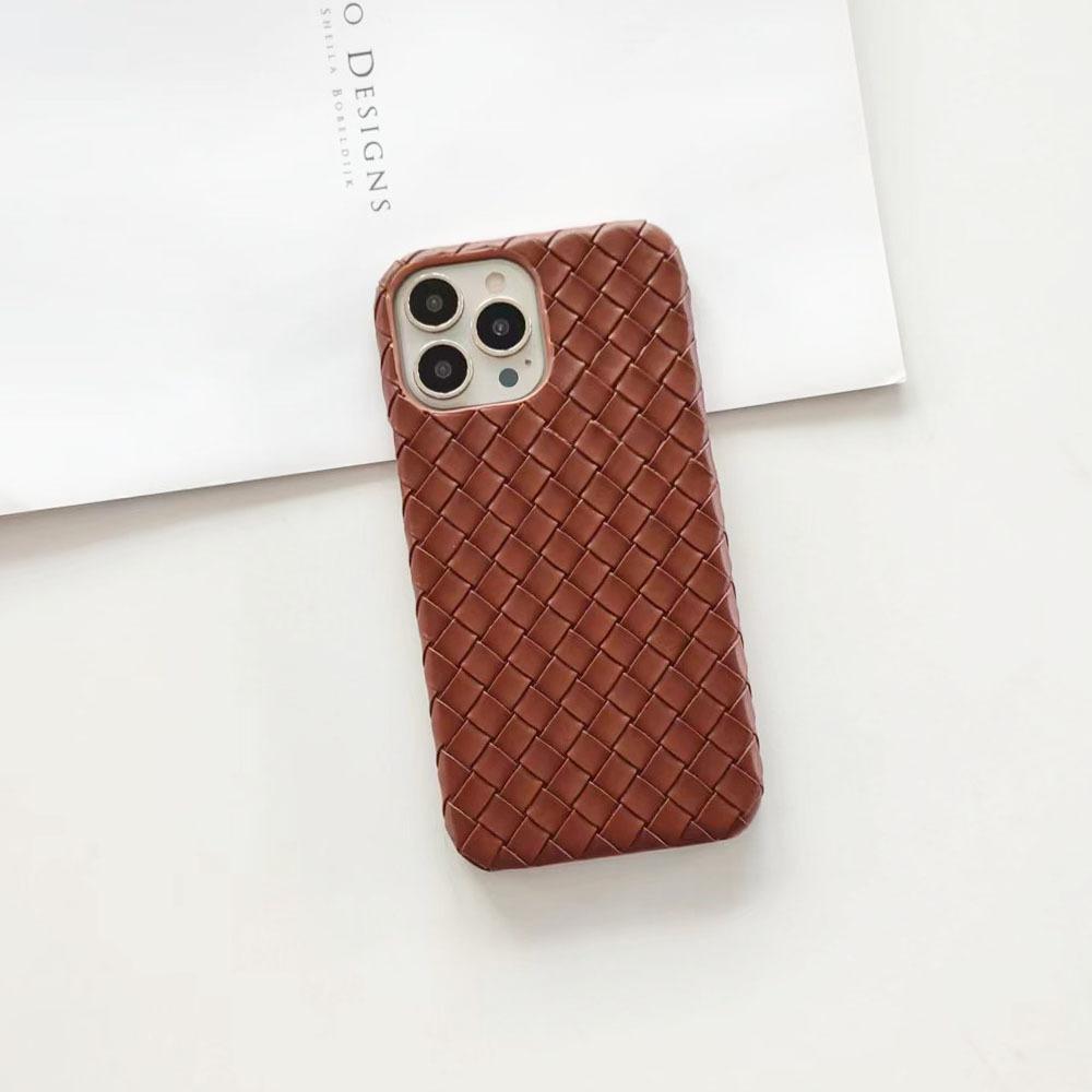 Applicable To iPhone17/15Pro Apple Mobile Phone Case Braided Pattern Solid Color Half Pack Anti-drop Heat Dissipation Hard PC Mobile Phone