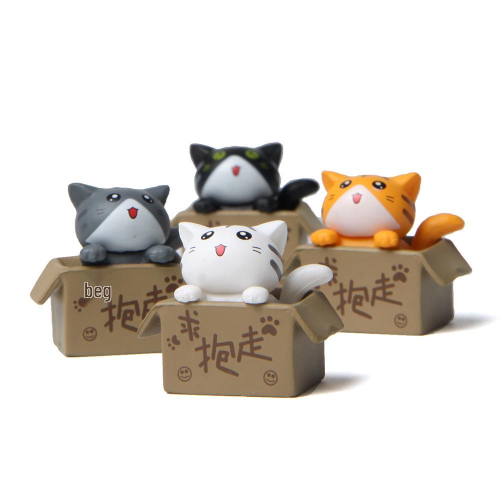 3D Plastic Cat Figurine with Puppy Eyes for Bonsai Decor