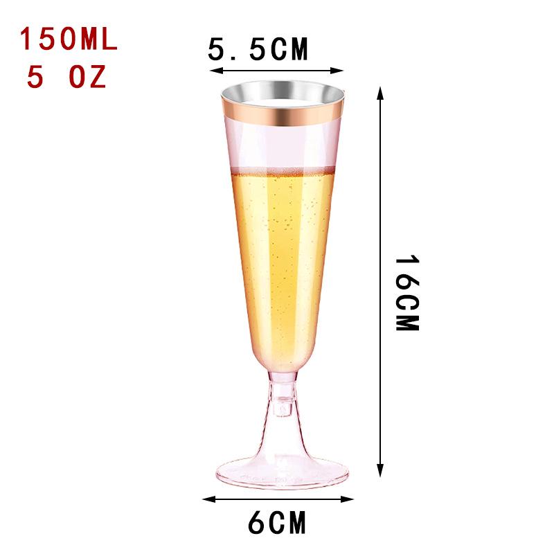 Detachable Red Wine Dessert Cup with High Stem - Disposable Plastic Champagne Flute for Weddings or Pudding Mousse.