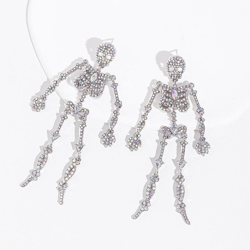 Halloween Earrings Diamond Skull Alloy Ornaments Pumpkin Head Witch Earrings Bat Earrings