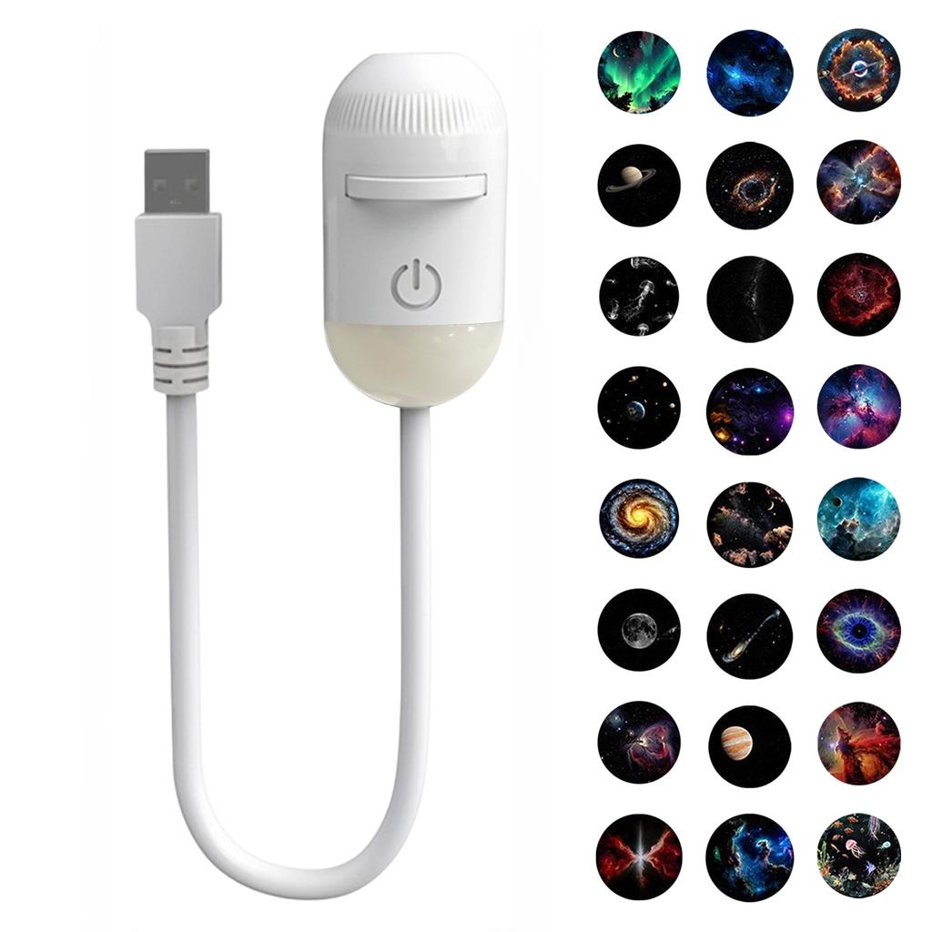 Mini Galaxy Projector Night Light 360° Adjustable Starry Star Ambient Lamp 12 Films USB Atmosphere Light for Car & Bedroom Decor