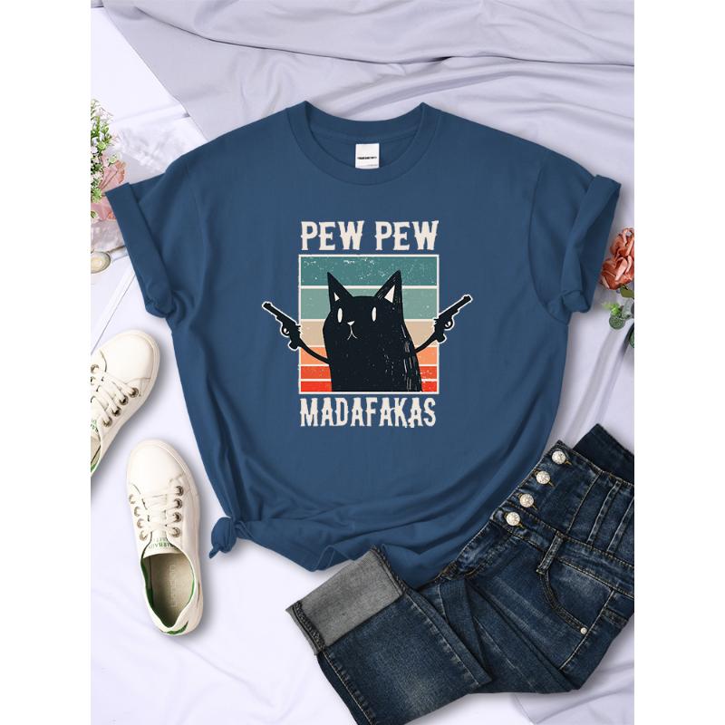 

Pew Pew Madafaks Cute Funny Print Women T Shirts Hip Hop Vintage Tee Clothes Creativity Casual Tops Crewneck Womans Short Sleeve S