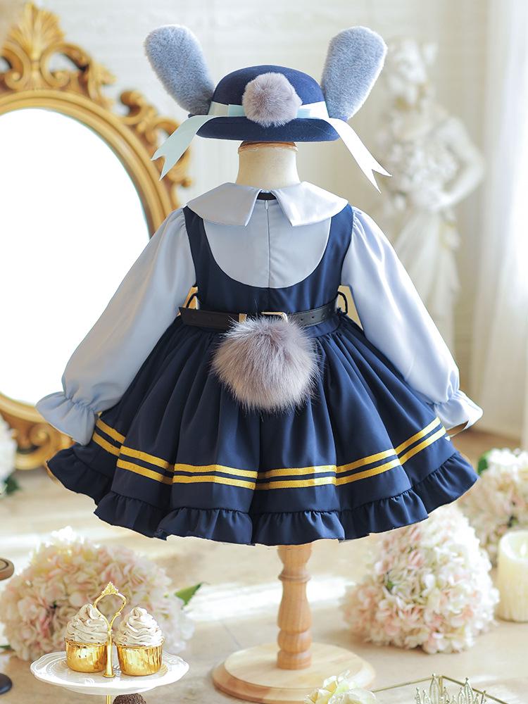2025 Girls' Long Sleeve Rabbit Police Officer Lolita Princess Dress