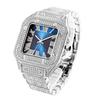 MISSFOX Luxury Diamond Watches for Men Hip Hop Style Bling Bling Iced Out Wristwatch Fashion Square Stainless Steel Waterproof Clock