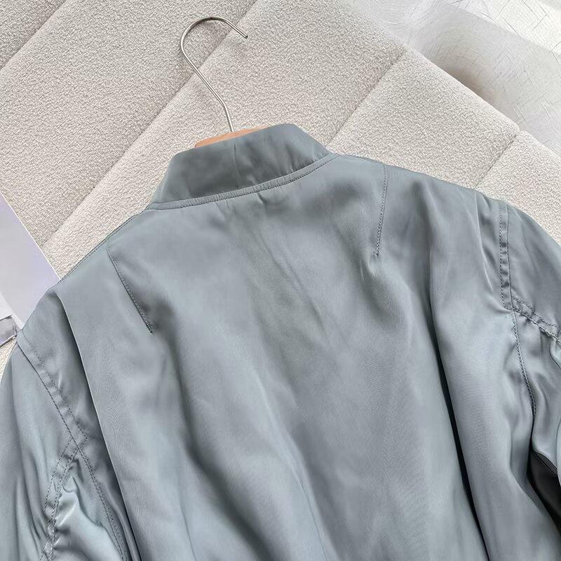 2025 Spring Women's Stand-Up Collar Bomber Jacket