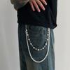 Trendy Pearl Rhinestone Sun Flower Jeans Chain Keychain Men Women Trousers Hipster Pant Chain Hiphop Y2K Jewelry