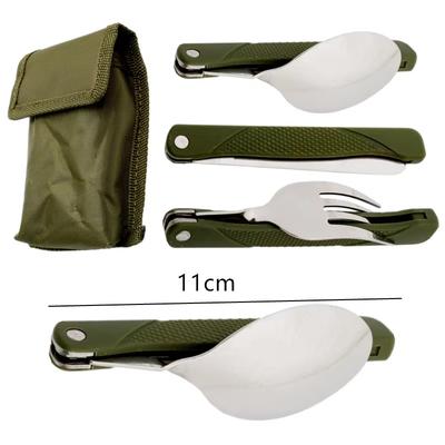 3pcs Long Cookware Backpack Spork Fork Stainless Steel Fold Knife Utensil Spoon Set Combo Picnic Camp Cutlery Tableware Flatware