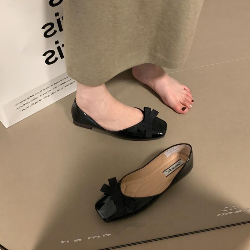 

With skirt, shallow mouth flat-soled single shoes, spring and summer new gentle bow, one-pedal ladyshoes 35 чёрный