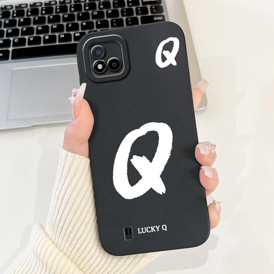 For Realme C11 (2021) Lucky Initial Letter Phone Case For Realme C11 2021 2020 RMX3231 RMX2185 Soft Silicone Shockproof Cases