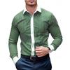 Chemise rayée à manches longues, tenue formelle décontractée élégante pour hommes, élégante et polyvalente.