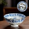60ml Ceramic Kung Fu Tea Cup Painted Master Sipping Tea Cup Large Capacity Blue and White Bamboo Hat Tea Cup Drinking Utensils