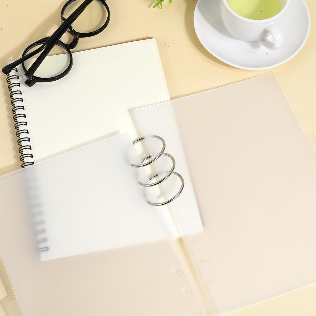 6pcs A5 Binder Dividers Planner Insets 6 Tabs Clear Acrylic Index Divider Refillable Page Protectors for 6 Ring Binder Notebook (A5)