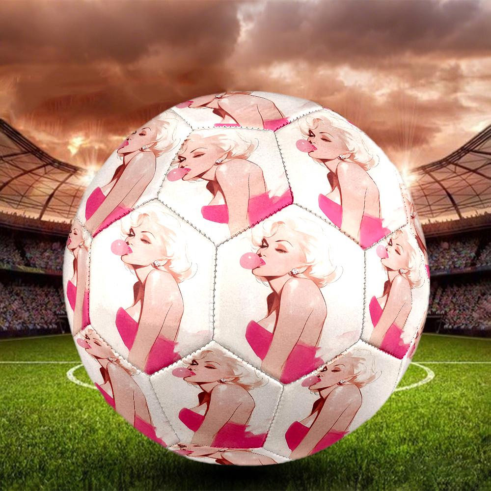Marilyn Monroe Print Size 5 Soccer Ball, Standard Match Football for Sports Game and Team Practice, Ideal Gift for Soccer Fans