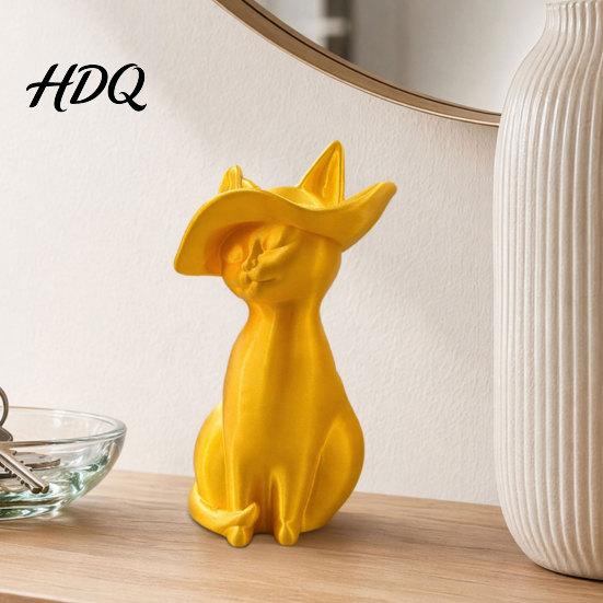 Durable Cat Decoration 3D Printed Figurine Minimalist Modern Elegant Sculpture Retro Style