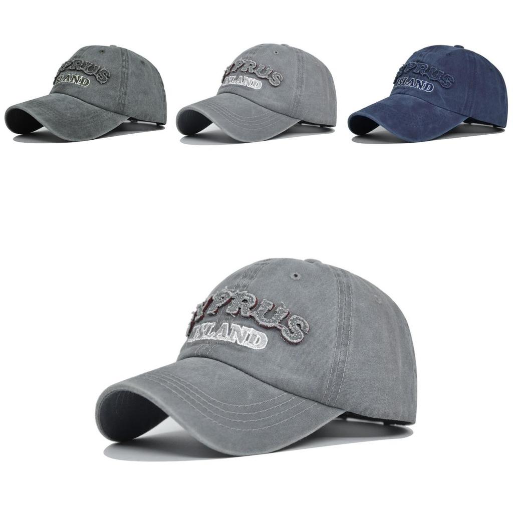 Vintage Distressed Baseball Cap Cyprus Embroidered Washed Canvas Duck Tongue Sun Hat Outdoor Unisex Hat