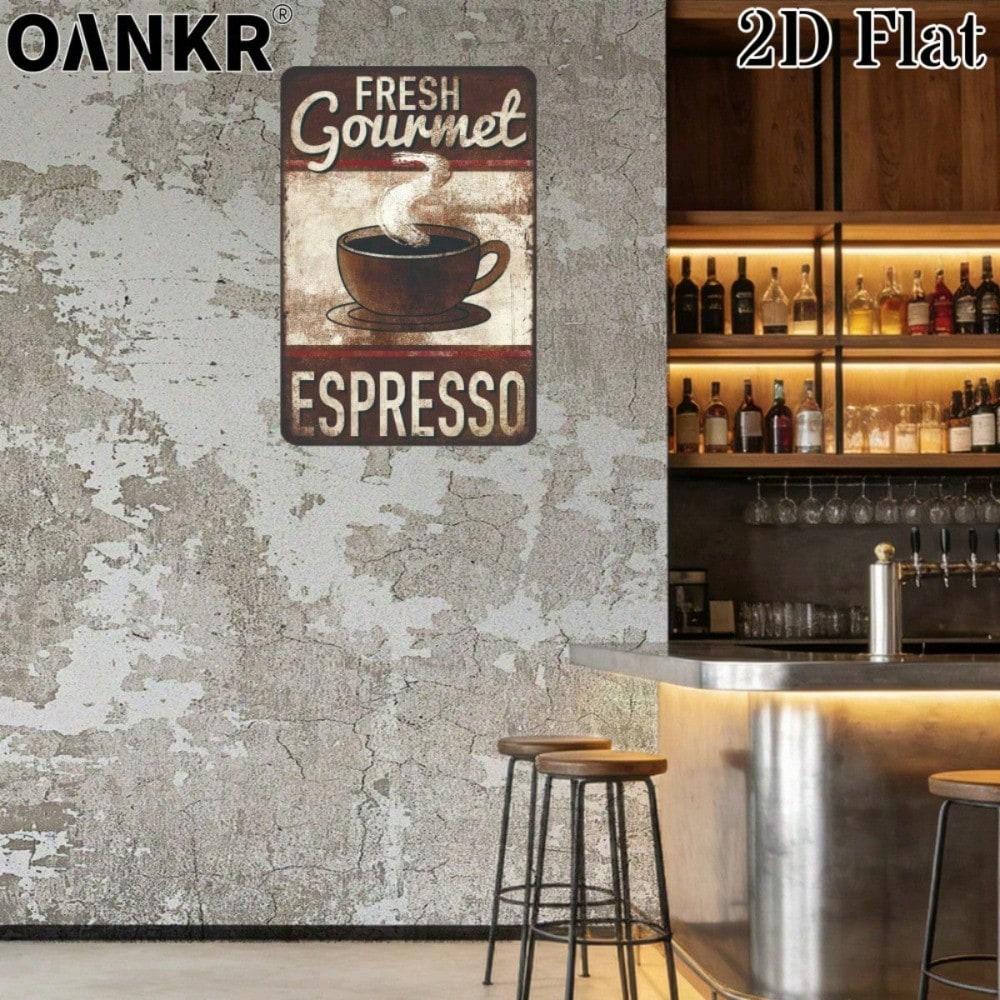 Vintage Coffee Metal Tin Sign 12x8 Inch, Retro Espresso Wall Decor, Rustic Cafe Bar Man Cave Garage Farm Home Decoration