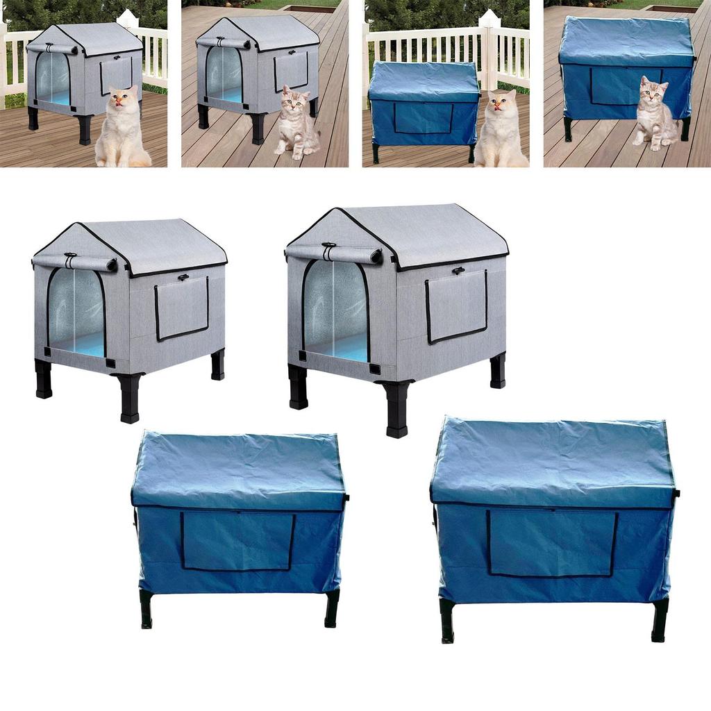 Outdoor Heated Cat House Warm Waterproof Windproof Feral Cat Shelter Outside Cat Kitty House Elevated for Garden Balconies Barn