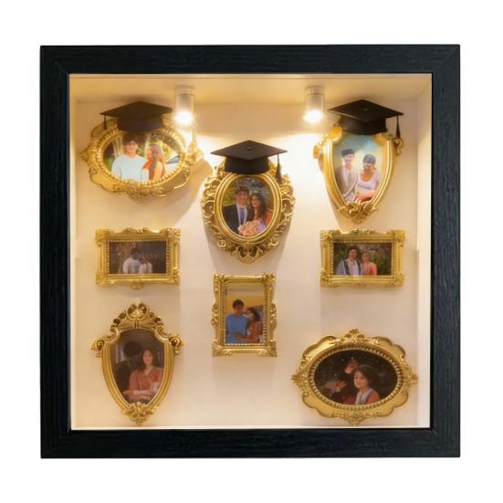 Набір «Зроби сам» Міні-музей Силуетна коробка зі світлом Міні-музей Рамки для фотографій з випускними ковпаками Вітрина для спогадів для випускників