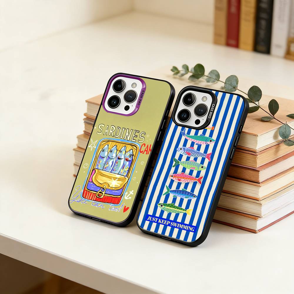 Sardine Phone Case For iPhone 17,16,15,14,13,12,11 Plus,Pro Max,XS,Colorful Silver Phone case Funda Cover