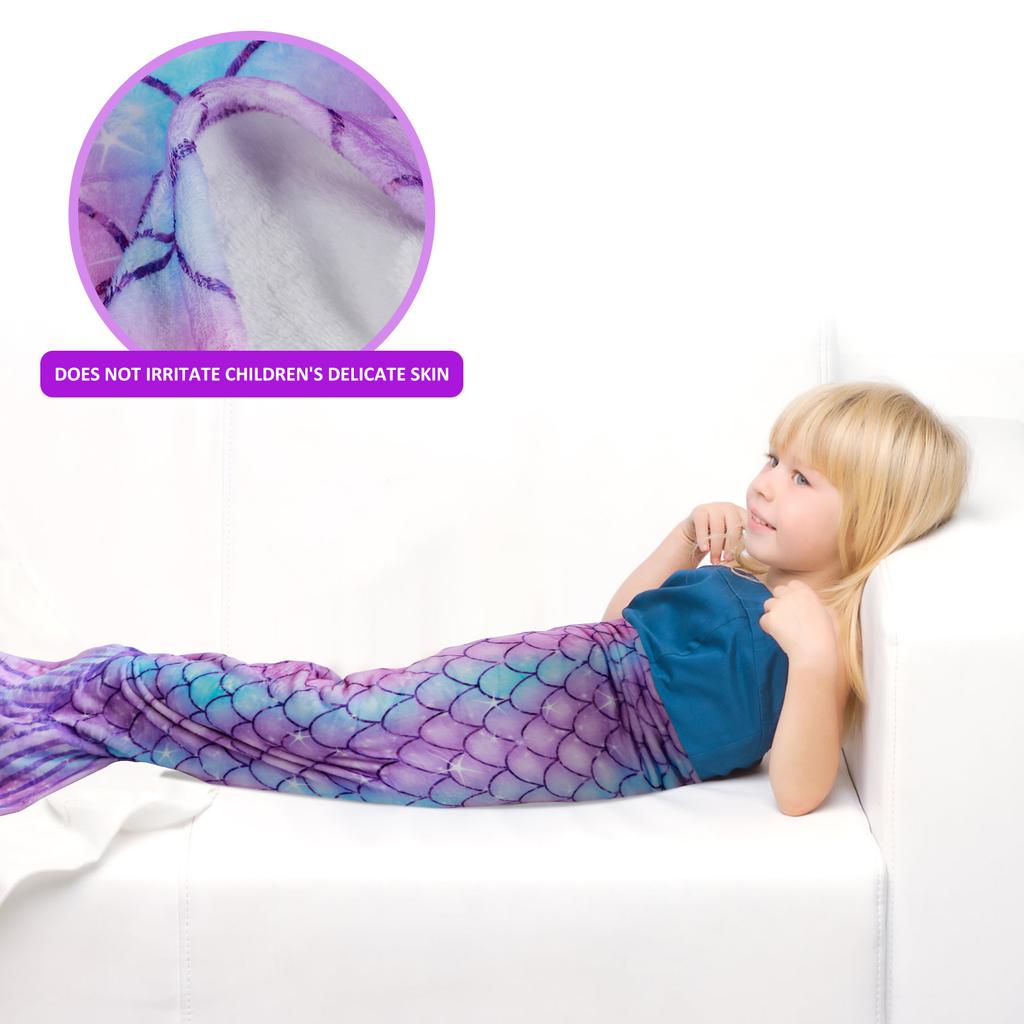 Mermaid Sleeping Blanket Wearable Flannel Mermaid Tail Blanket All Seasons 50x145cm  Kids Adults Comfortable Snuggle Blanket
