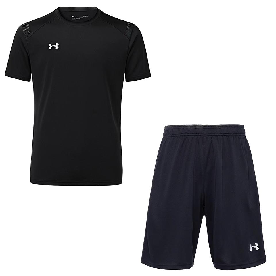

Under Armour Удобная футболка с коротким рукавом и круглым вырезом и эластичные шорты до колена Повседневный спортивный комплект Унисекс комплекты Черный 21500525-001+21500201-001 XXXL