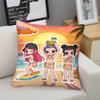 Kpop Style Throw Pillow Decorative Cushion Cute Chibi Anime Maid Cafe Print Soft Pillow For Sofa Bedroom Perfect Gift For Teens Fans