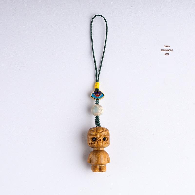 Rosewood Carving Adai Miniature Phone Charm & Keyring Pendant - Cute Gift