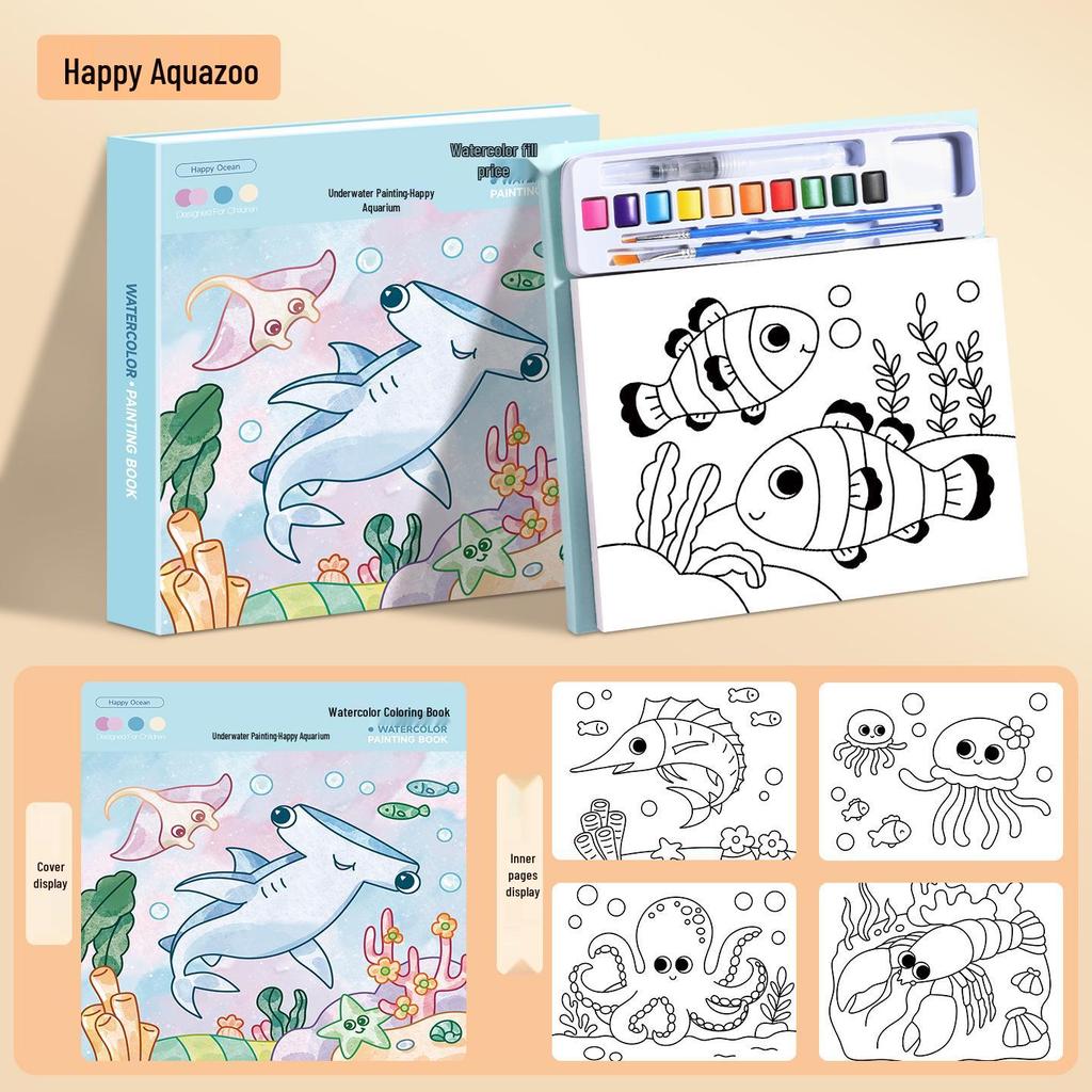 Kids' Watercolor Paint & Doodle Coloring Book for Kindergarten