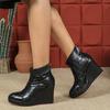 2025 Herbst Früher Winter Schuhe Damen High Heels Stiefel Spitze Zehen Mode Damen Keilschuhe 10cm Schwarz Weiß Übergröße 42