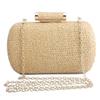 Summer Fashion Hand-woven Straw Bag Women Metal Clutches Chain Shoulder Crossbody Bags Ladies Beach Party Evening Clutch Purse