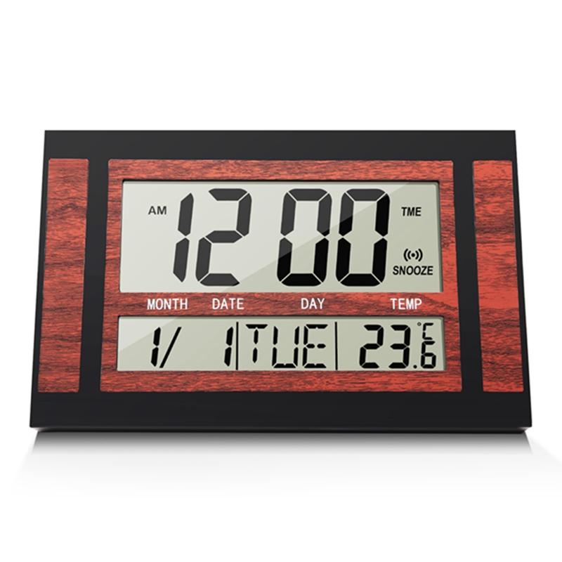 

ABGR-Digital Wall Clock LCD Large Number Time Temperature Calendar Alarm Table Desk Clock Modern Design Office Home чёрный