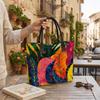 Vibrant Tropical Leaf Print Tote Bag Casual Daily Carry All Handbag for Shopping Travel Outdoor Use