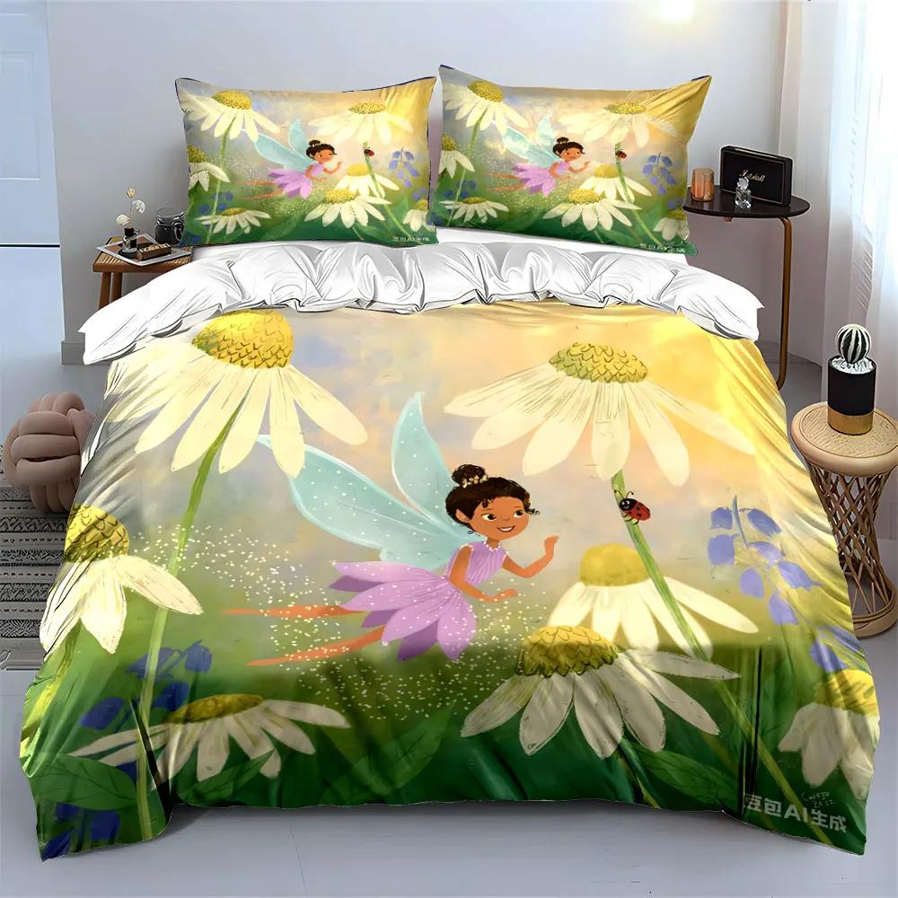 "Fairy Garden Kids Room Decor" Multiple Sizes Kid's and Adults' Bedroom Exquisite 3PC Bedding Set Gift