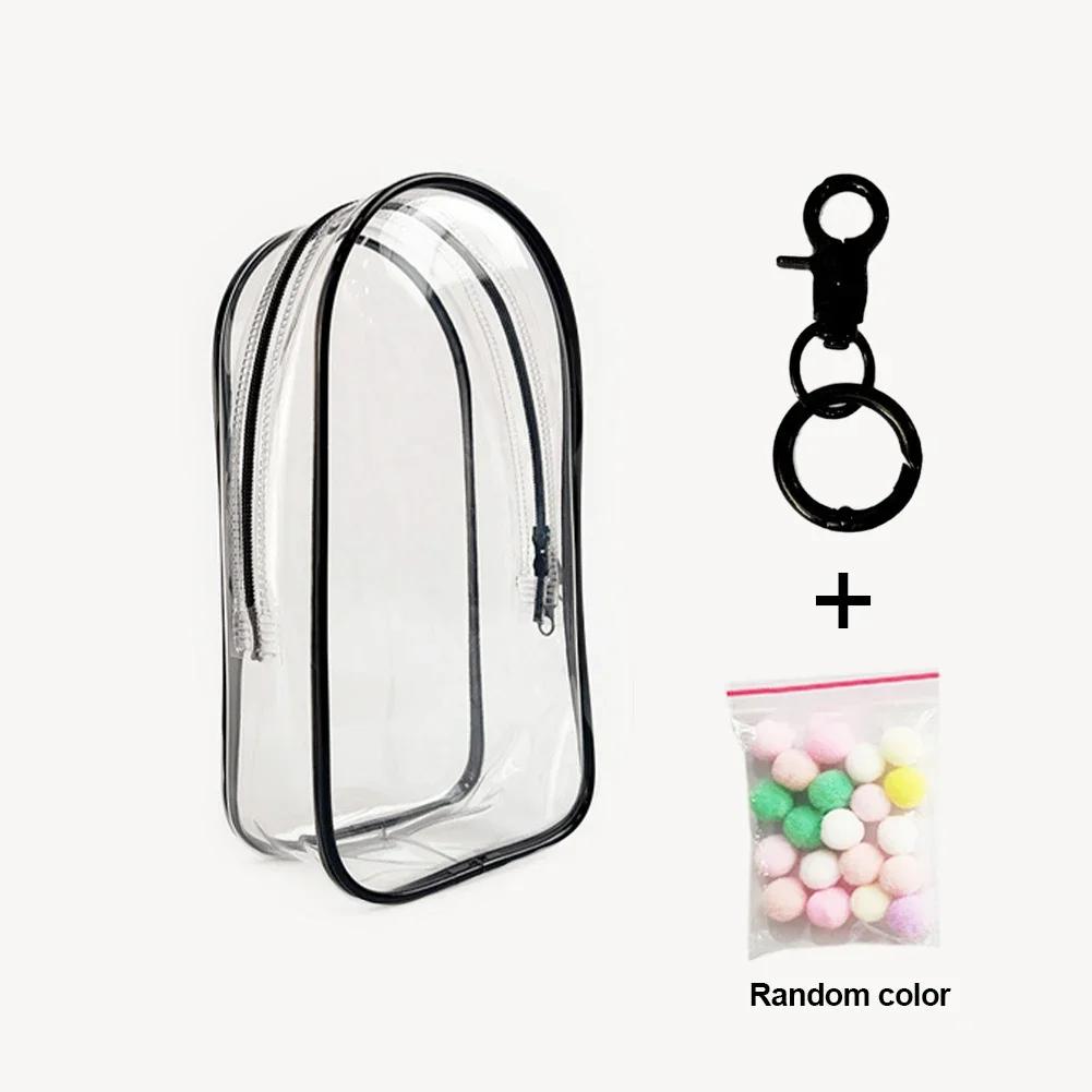 Colorful Transparent Protector Case Organizer Box for 17cm Labubu Plush Dolls Outdoor Display Bag With Keychain Doll Accessories