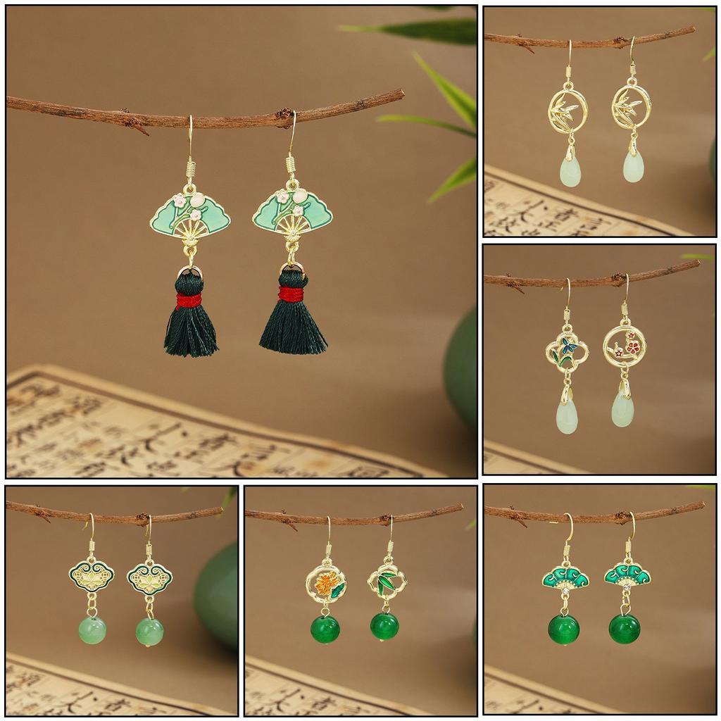 New Chinese Flower Water Drop Pearl Stud Earrings Light Luxury Chinese Style Temperament Earrings Versatile High Sense National Tide Earrings Women