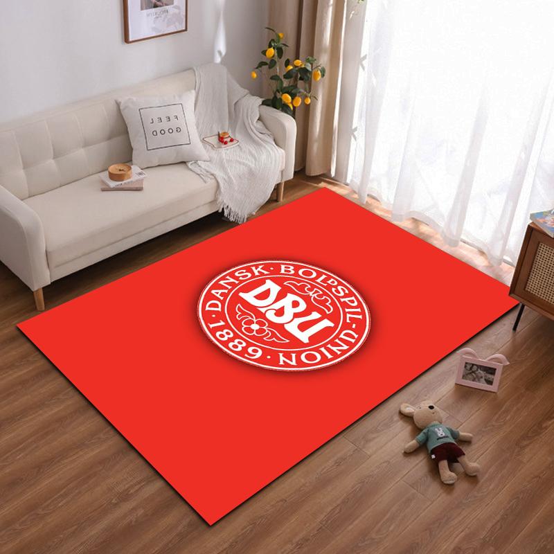 Denmark DBU Football Logo Red Circle Design Rug Non-slip rug suitable for living room and bedroom sofas