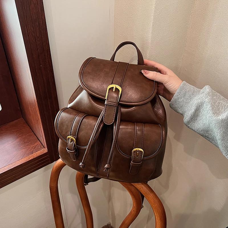 Fashionable Solid PU Backpacks Large Capacity High Quality Sense of Luxury Popularity Women's Backpacks Autumn New Style